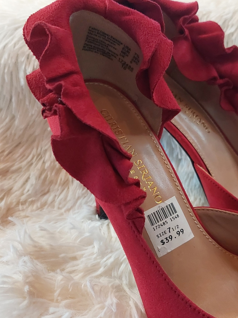 Christian Siriano Keira Red Ruffle Stiletto Heels SZ 7.5 Like New Only worn Once - Picture 7 of 9